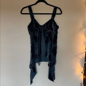 SOLD ON ANOTHER PLATFORM Victoria's Secret Blue and Purple Velvet Flowy Top